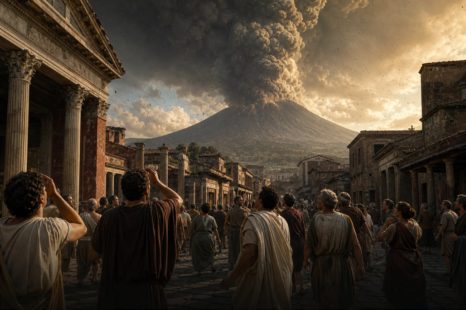 La antigua ciudad de Pompeya y el Vesubio